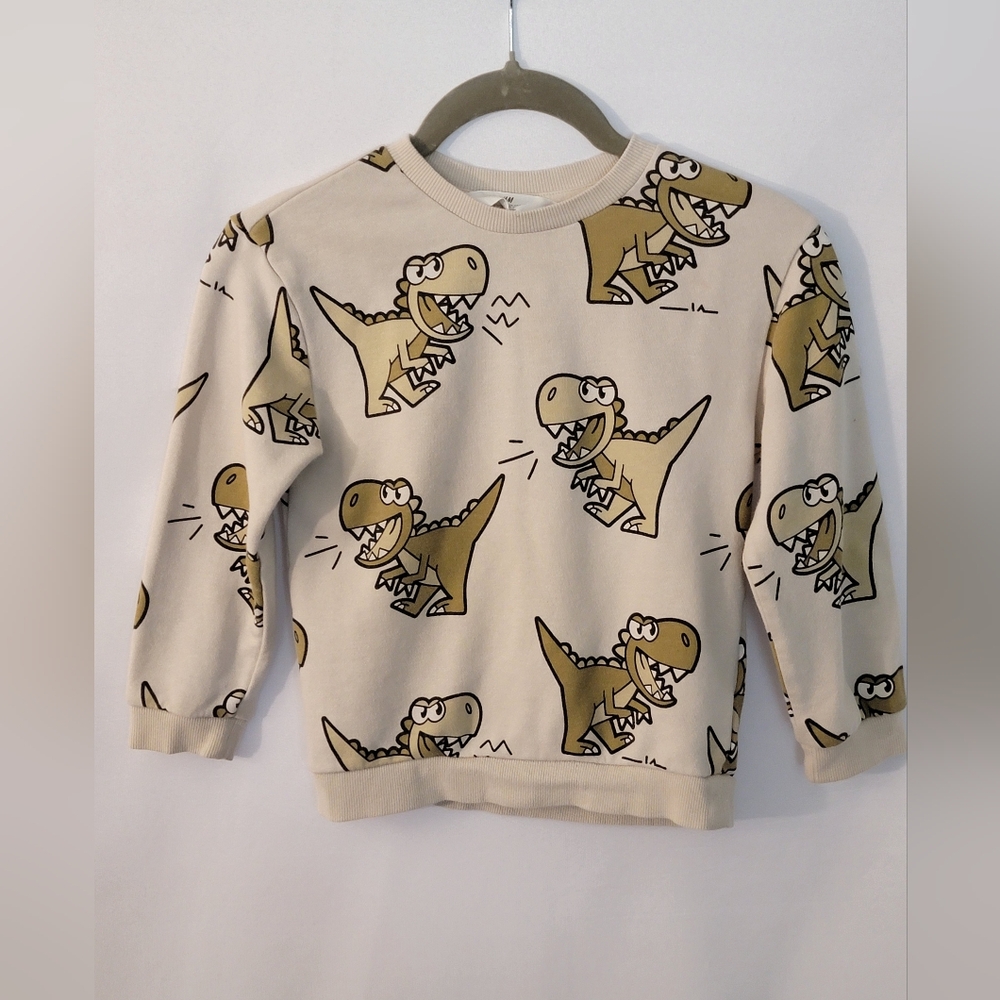 H&M Beige Dinosaur Print Kids Sweatshirt Size 5T